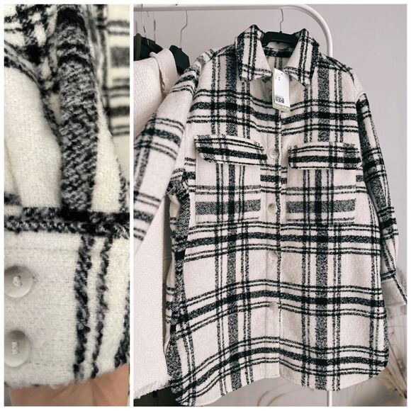 H&M Wool Blend Shacket Jacket New - Picture 1 of 5